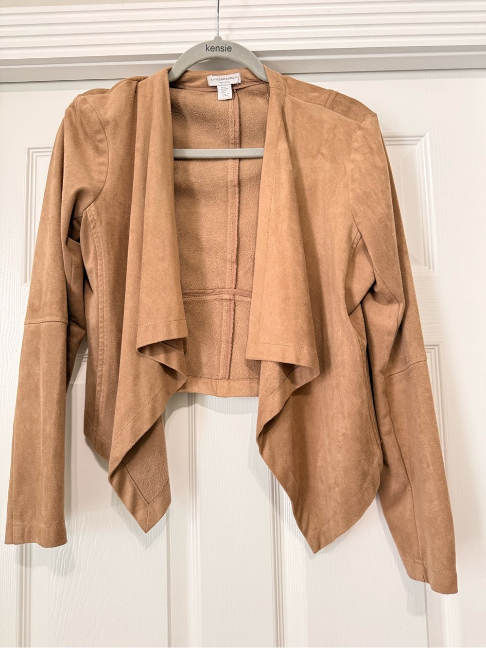 Katherine Barclay Suede like Draped Jacket - Camel Tan